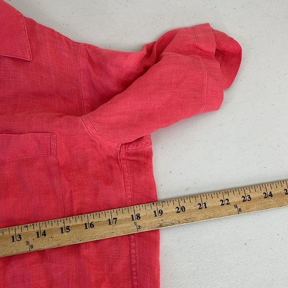 Lauren Ralph Lauren Women's 100% Linen Short-Sleeve Button Up Shirt Size 6 Red - Picture 10 of 12
